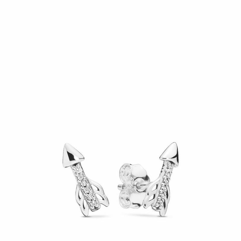 Pandora Sparkling Arrows Stud Earrings - Sterling Silver/Cubic Zirconia - Canada | BQ2413EA